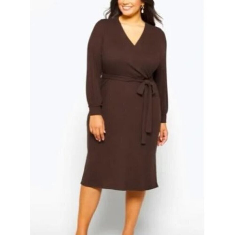 Market & Spruce Jayla Tie Waist Sweater Midi Dress Women Size 3X NWT Long Sleeve